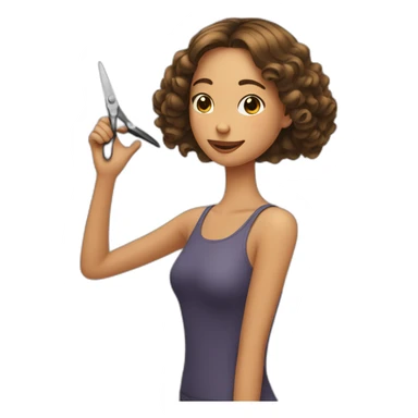 A girl trimming the ends of her hair sticker