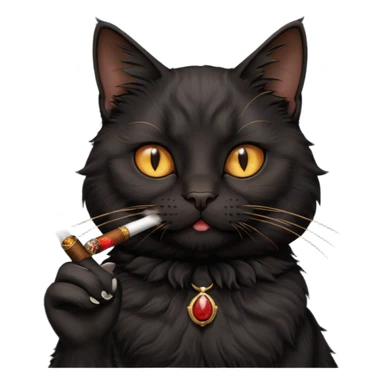 fluffy black  cat smoking a cigar sticker