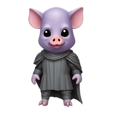 Lavender gray Pig darth Vader mask face pig armadillo walking darth Vader fanned tail feathered tail pig armadillo darth Vader face sticker