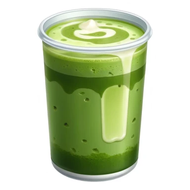 Iced matcha in a plastic can we can see the two color of mil and of matcha  sticker