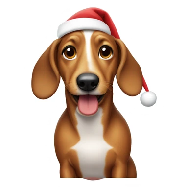 A wiener dog wearing a Santa hat  sticker