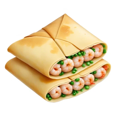 Bánh Xèo Cinematic Realistic Bánh Xèo Dish Emoji, depicted as a crispy, folded semi circle crepe filled with tiny shrimp and pork, rendered with dynamic textures and vibrant, appetizing lighting. sticker