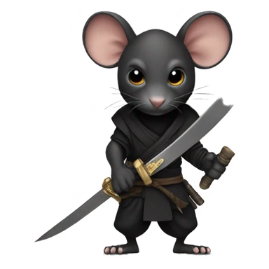 Black skin ninja rat holding a dagger sticker
