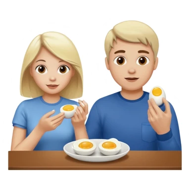 White blonde girl and white man with brown hair eating eggs  sticker