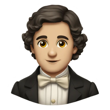 19th century brunette European young man with a bow tie sticker