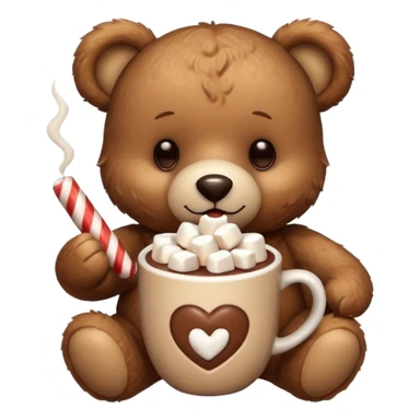 Teddy bear holding cup of hot chocolate  sticker