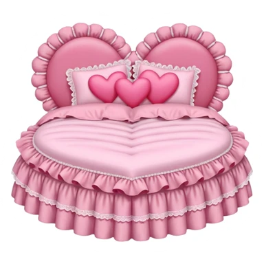 pink frilly bed with heart-shaped pillows lace coquette aesthetic sticker