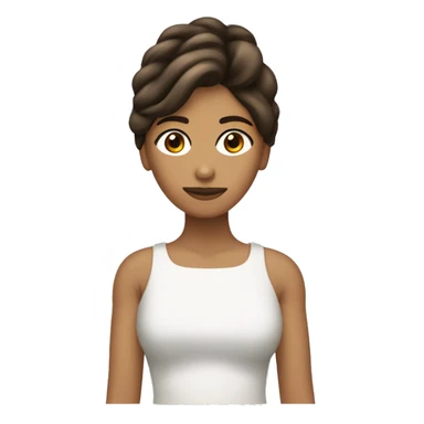 Mujer cabello castaño oscuro largo ondulado y flequillo ojos almendra sticker