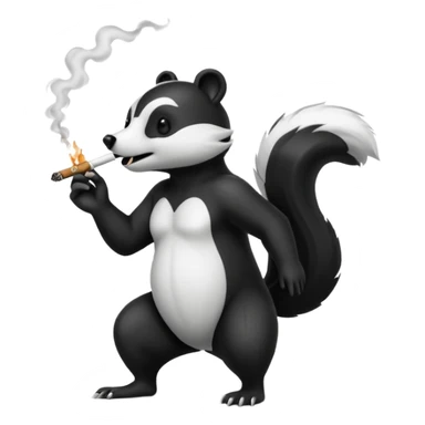 skunk smoking a cigarette chasing a bear sticker