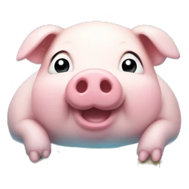 The scene of an obese piglet swimming sticker