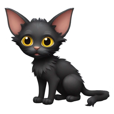 Black Lykoi cat with bat wings full body sticker
