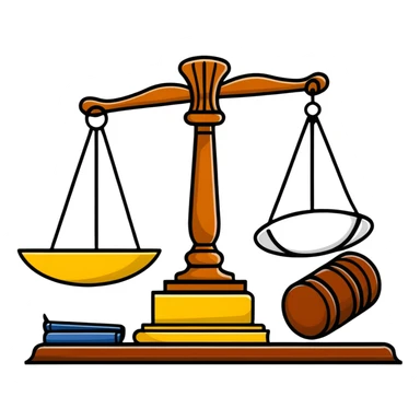 Gavel with law book and scales sticker