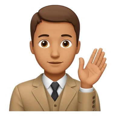 un homme qui secoue ses mains sous son menton sticker