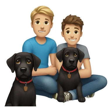 Black Labrador with two white teenage boys with brown hair  sticker