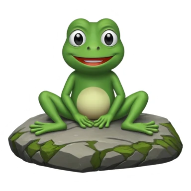 pepe the frog sitting on rock sticker