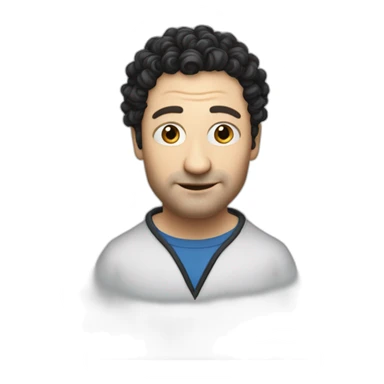 tim robinson face but his hair is shoulder length curly black hair, wide triangular shape sticker