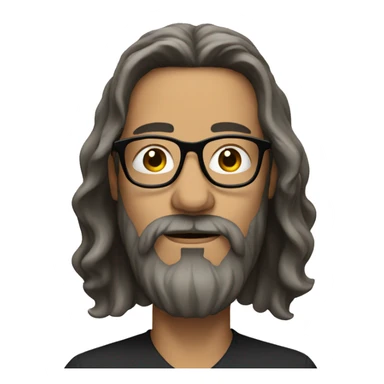 man with long hair and beard wearing glasses sticker