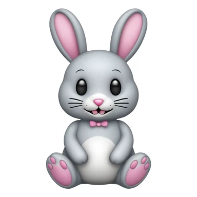 Emoji d'une peluche lapin squelette noir qui dit bonjour sticker