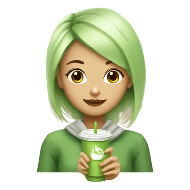 girl drink matcha latte sticker