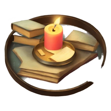 vintage tray with books and candle sticker