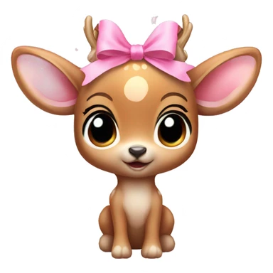 baby deer with fairy wings and a pink bow around its neck  sticker