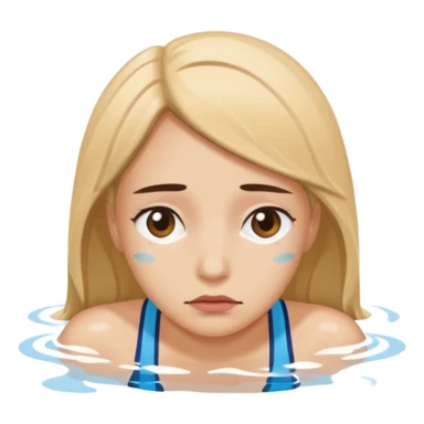 a sad woman swimming by herself sticker