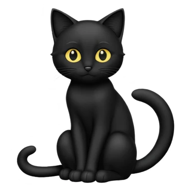 Chat noir peinture mignon assise peinture sticker
