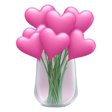 10000000 huge pink hearts on stems in a clear glass vase sticker