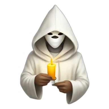 White pointy hooded man with mask holding candle sticker