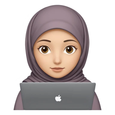 A girl with a gray hijab and hazel eyes is holding a MateBook laptop. sticker