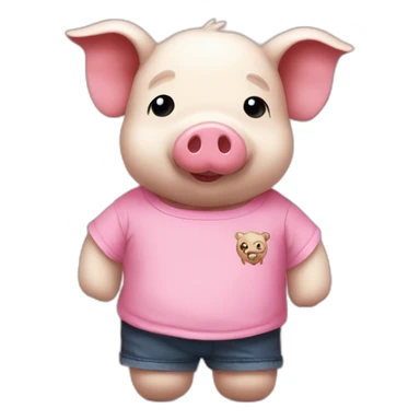 Un doudou cochon rose avec un t-shirt « i love Bretagne » sticker