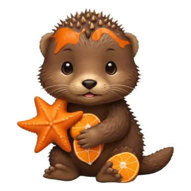 baby otter hold a starfish sticker