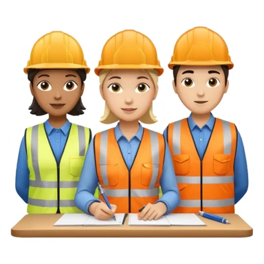 group of railway engineers mixed races and genders behind a table sticker