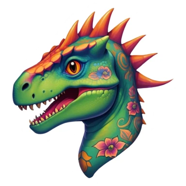 Dinosaur with tattoos sticker