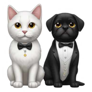 Cat+dog wearing tuxedo sticker