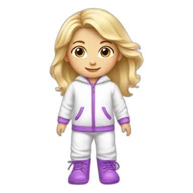 Bébé blonde en pijama blanc et des bottes mauve  sticker