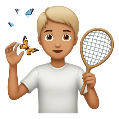 person catching butterflies with a net sticker