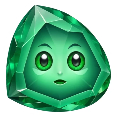 very sharp green gem mineral , multiple irregular chunks, very shiny with two eyes and heart shaped sticker