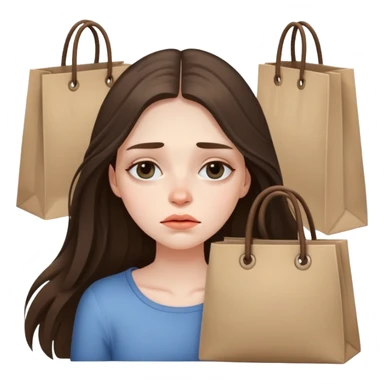 beautiful pale brunette girl with long hair tired with bags under her eyes sticker