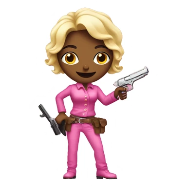 coquette pink woman with a pistol  sticker