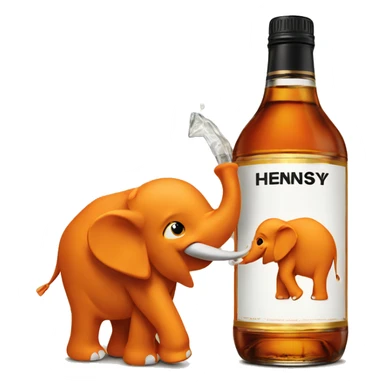 Orange elephant with Hennessy bottle sticker