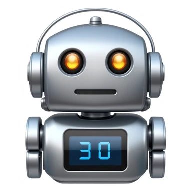 Friendly robot with digital display face sticker