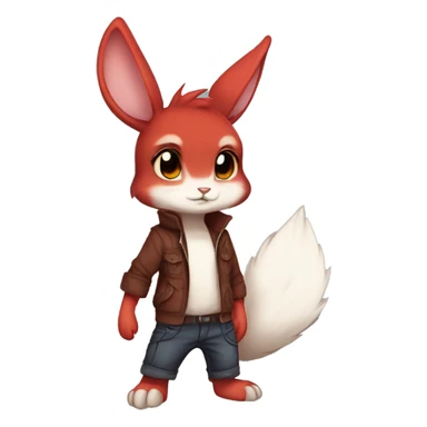 Anthro Sona Cool Edgy Fakemon Full Body Red Rabbit Squirrel Chibi Cute  sticker