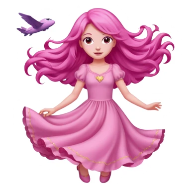 Pink dreamy sky with an flying pink girl in the sky sticker