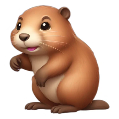light pink fur cute beaver with big tail sticker