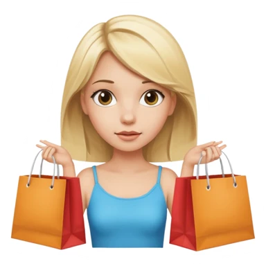 Cozy girl looking left and right between two shopping bags, playful puzzled expression — can’t decide between two options sticker