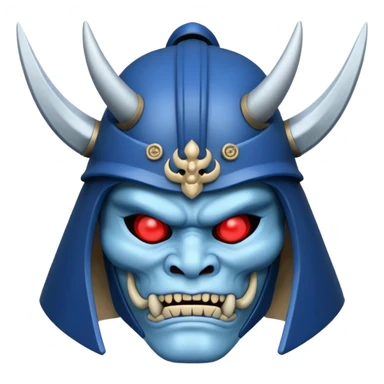 blue oni with samurai helmet face sticker