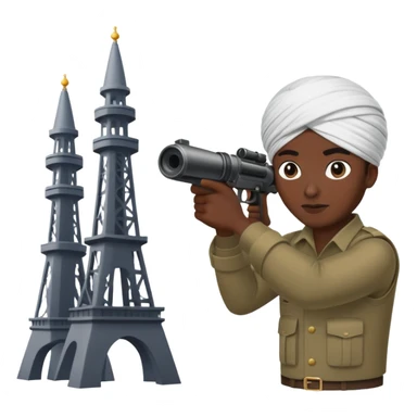 Black man wearing turban shooting at towers sticker