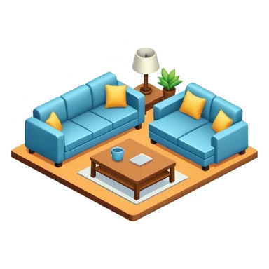 Isometric furniture factory, with sofa sticker
