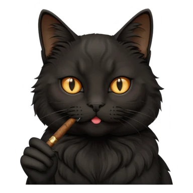 fluffy black  cat smoking a cigar sticker